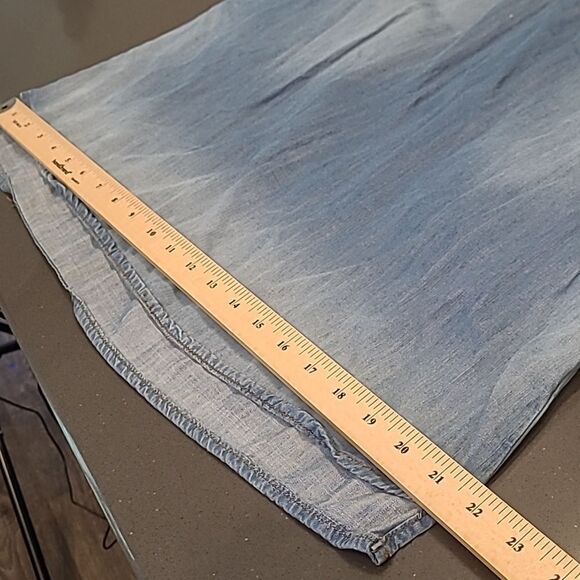 Twelve Blue Bamboo/Cotton Blend Quarter Sleeve Tie Front Mini Dress - Picture 7 of 11